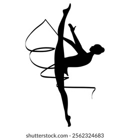 Rhythmic Gymnastics Silhouette Graceful Athlete Pose