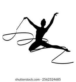 Rhythmic Gymnastics Silhouette Graceful Athlete Pose