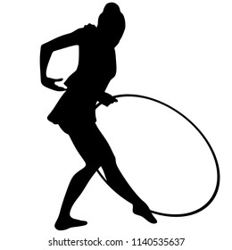 Rhythmic Gymnastics, silhouette on white background