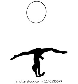 Rhythmic Gymnastics, silhouette on white background