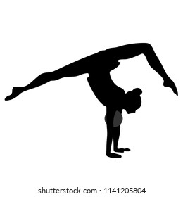Rhythmic Gymnastics, silhouette on white background