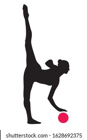 rhythmic gymnastics silhouette, vector image, gymnast with ball