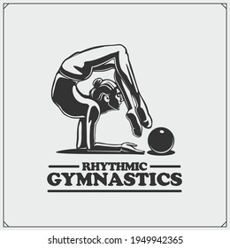 Rhythmische Gymnastik-Silhouetten. Weibliche Silhouette von Gymnast. Sportemblem, Logos und Design-Elemente.