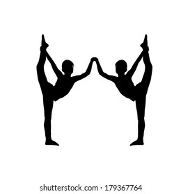 Rhythmic gymnastics. two girls. Vector