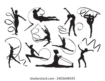 rhythmischer Gymnastikvektor zum Drucken, rhythmische Gymnastik-Clipart-Kunst, rhythmische Gymnastik, Vektorgrafik