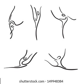 Rhythmic gymnastics. Vector sketches set.