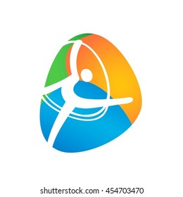 Rhythmic Gymnastics Web button isolated on white background. Athlete Sport Game Logo Competition Icon. Rio 2016 Olympic games in Brazil. summer Sport games symbols. vector illustration