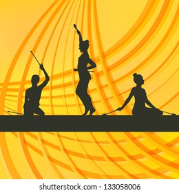 Rhythmic Gymnastics woman with clubs vector background concept
