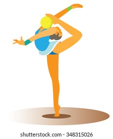 Rhythmic Gymnastics.Young woman. Competing with Ball
