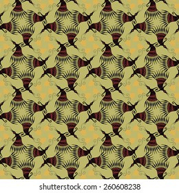 rhythmic vector seamless pattern, bird and raspberry