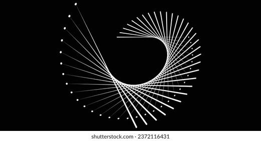 Rhythmic wave spiral dynamic lines with abstract circle vector background