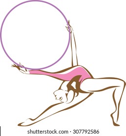 Rhytmic gymnast with a hoop vector drawing