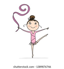 Rhytmic gymnastic. Cute girl, sketch for your design