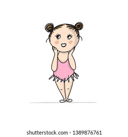 Rhytmic gymnastic. Cute girl, sketch for your design