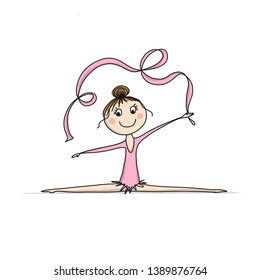Rhytmic gymnastic. Cute girl, sketch for your design