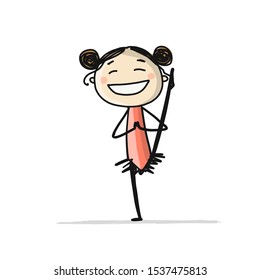 Rhytmic gymnastic. Cute girl, sketch for your design. Vector illustration