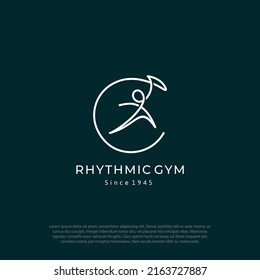 rhytmic gymnastic dance ribbon one line simple modern logo vector