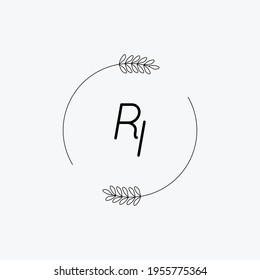 RI Beauty vector initial logo, handwriting logo of initial signature