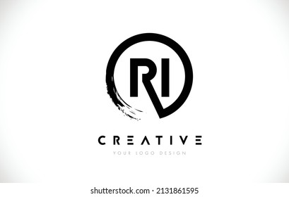 RI Circular Letter Logo mit Circle Brush Design und weißem Hintergrund.