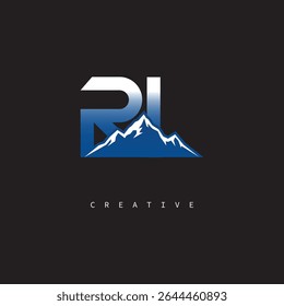 RI Creative Mountain Logo Bold Gradient Letter mark Branding Design for Business Outdoor Brands