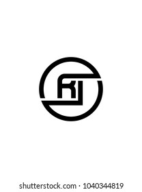 RI initial circle logo template vector