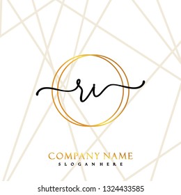 RI Initial Handwriting logo template vector