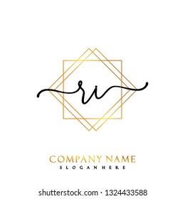 RI Initial Handwriting logo template vector