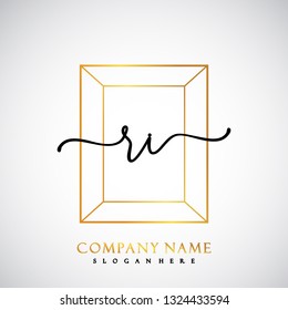 RI Initial Handwriting logo template vector