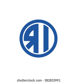 RI initial letters circle business logo blue