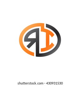 RI initial letters looping linked ellipse logo orange black