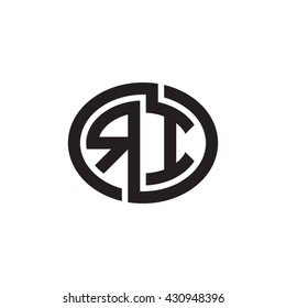 RI initial letters looping linked ellipse monogram logo