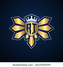 RI initial letters monogram logo for gaming with shield and eagle wing