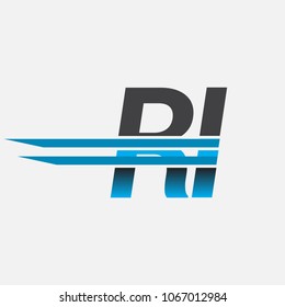 RI initial logo company name colored black and blue, Simple and Modern Logo Design.