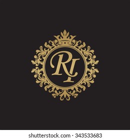 RI initial luxury ornament monogram logo