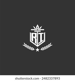 RI initial monogram brand logo design for crown vector image