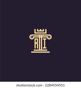 Erstmaliges Monogramm-Logo von RI für Anwaltskanzlei mit Säulenbilddesign