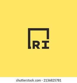RI initial monogram logo with square style design