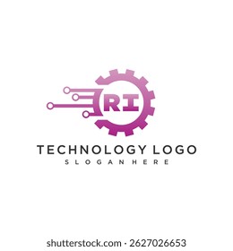 RI initial monogram for technology logo design