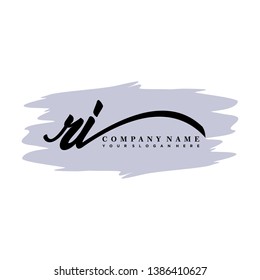 RI initial signature logo. handwriting logo template vector,