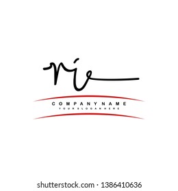 RI initial signature logo. handwriting logo template vector,