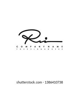 RI initial signature logo. handwriting logo template vector,