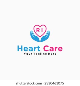 RI initials hand care icon business template logo vector