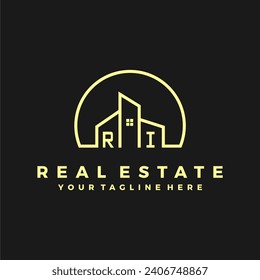 Iniciales de RI albergan el logotipo de la moderna empresa de construcción vector.eps