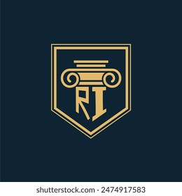 RI Initials Anwaltskanzlei Logo Anwaltslogo mit kreativem Rechtselement