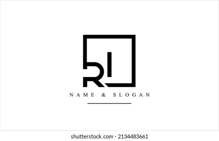 RI, IR, R, I abstract letters logo monogram