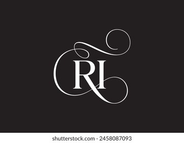 RI latter ligature typography logo design template