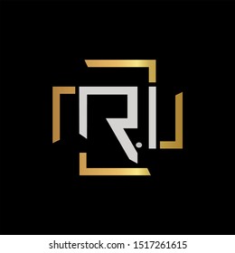 RI Letter monogram with abstrac concept style design