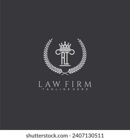 RI letter monogram logo for lawfirm with pillar  crown image design