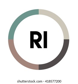 RI letters, four colors in abstract background logo, design identity in circle, alphabet letter