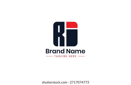 Logotipo da RI. RI design preto e vermelho carta IR. Desenho do logotipo da letra IR Letra inicial RI logotipo do monograma. 